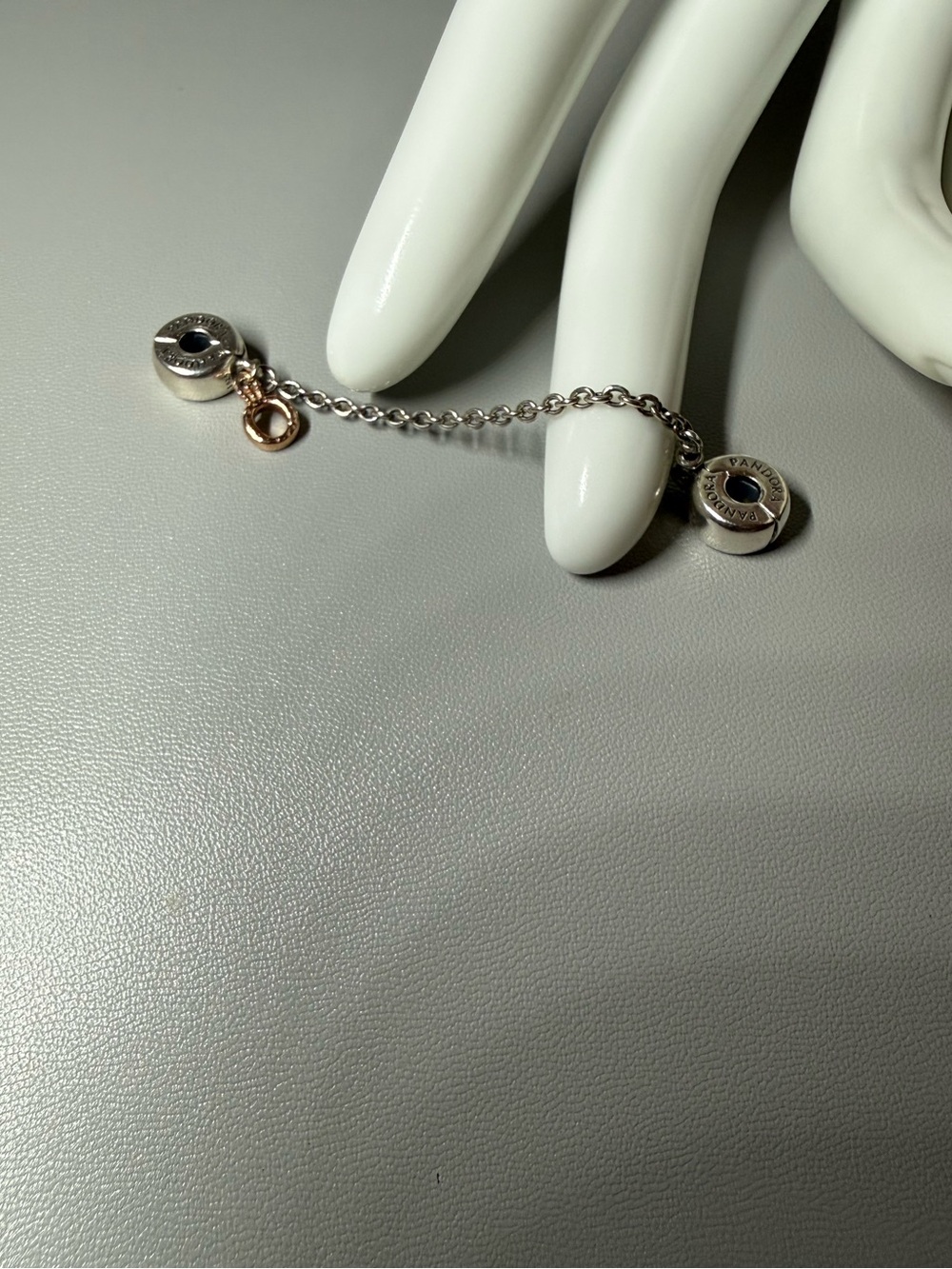 Pandora Two-Tone Safety Chain with Rose Gold Charm Accent - Picture 5 of 6